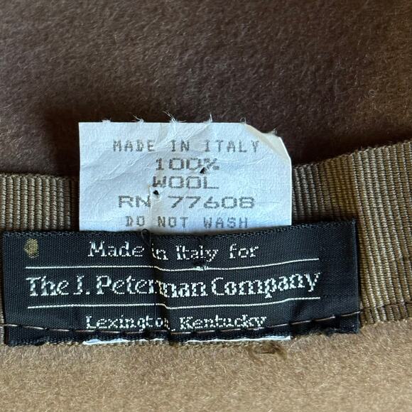 Vintage J Peterman Made in Italy Wool Hat Women's Velvet Bow Formal Brown Hat - Picture 6 of 13